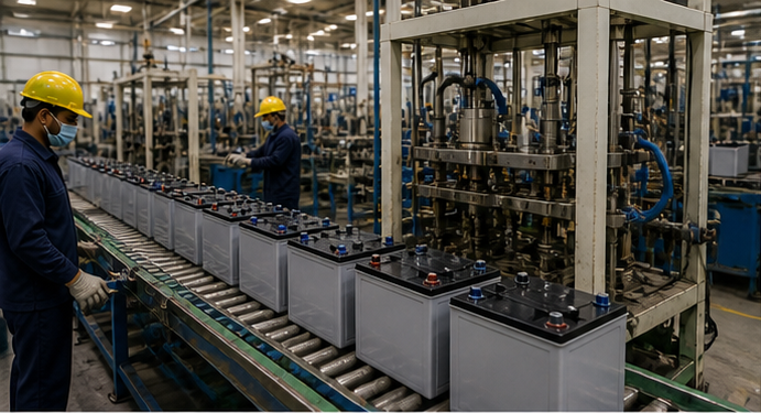 Battery assembly line at Zen Batteries Palghar facility
